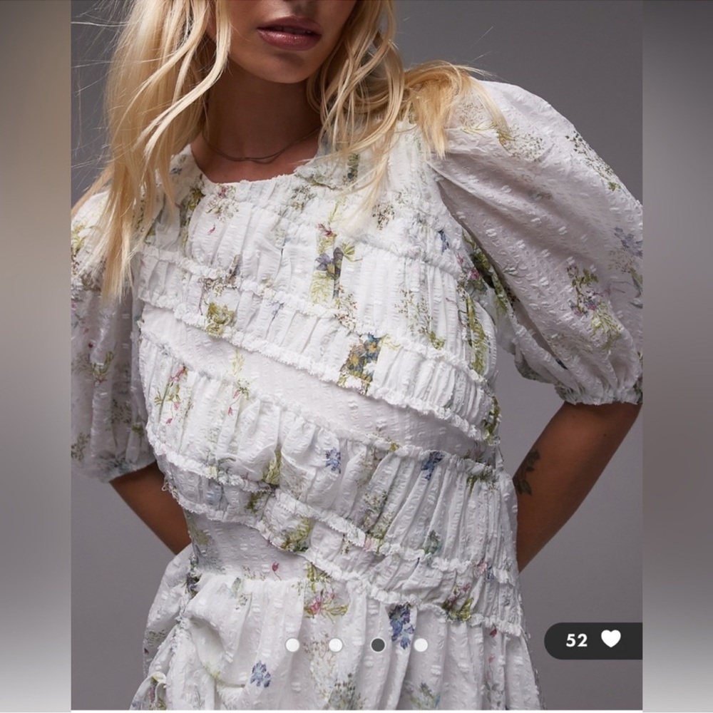All Saints Serene Floral Midi Dress Smocking Sz 10 NWT Retail $345 - Picture 4 of 9